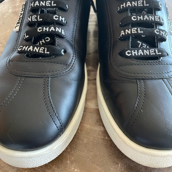 Chanel Black Sneakers with Logo Laces - Picture 9 of 11